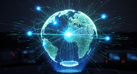 Futuristic digital globe representing global connectivity and technology networks