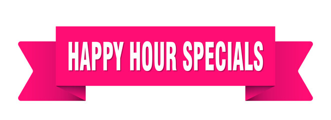 happy hour specials ribbon isolated on transparent background. happy hour specials ribbon