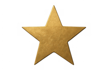 Golden star achieving high rating and success, highlighting quality and award on transparent background