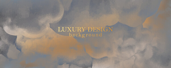 Elegant marble, stone texture. Watercolor, ink vector background with grey, beige, silver, bronze, gray colors. Luxury soft gradient backdrop. Chic wall art design. Clouds, sky. © olechkaart