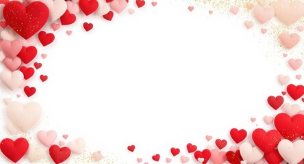 Heart-shaped Balloons in Red Pink and White Romantic Celebration Background