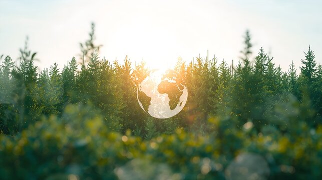 A beautiful nature scene with a globe superimposed, suggesting environmental awareness - Powered by Adobe