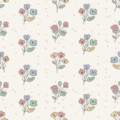 seamless pattern with flowers and butterflies