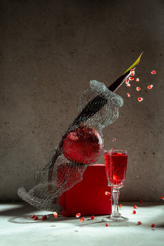 Surreal pomegranate art with freakebana twist