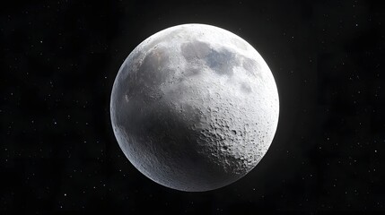This image captures the textured cratered surface of the Moon glowing with celestial light against a deep black background filled with countless twinkling stars representing space