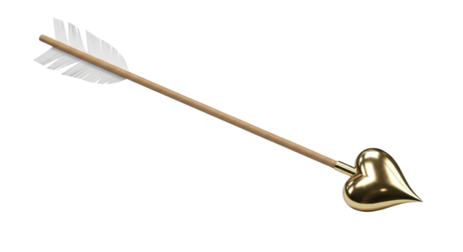 Cupid's golden heart arrow for Valentine's Day isolated PNG with Transparent Background - Powered by Adobe