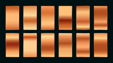 copper or rose gold premium gradient swatches palette set
