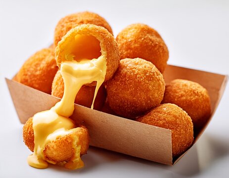 Snack enthusiasts will enjoy these delectable crispy fried cheese balls with melted cheese within.