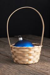 New Year's blue ball in a basket
