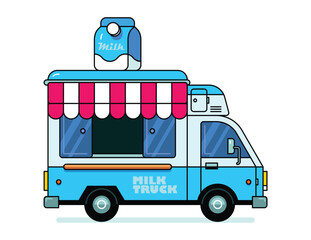 Milk Truck. Truck city car. Side view. isolated on white background
