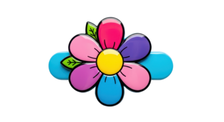 Bright Colorful Flower Hair Clip or Barrette Pop Art Vector Illustration Isolated