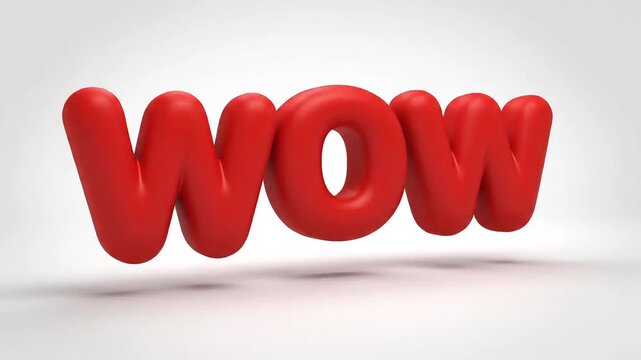 Red wow text floating above a white surface in a 3d render with soft lighting effect - Powered by Adobe