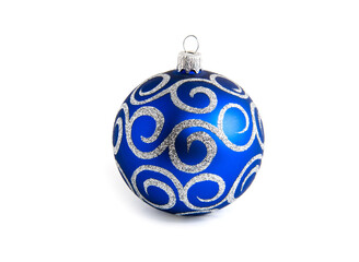 Blue Christmas toy ball, isolated on white background