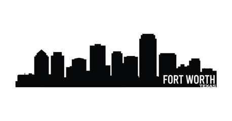 Naklejka premium Fort worth texas skyline silhouette cityscape