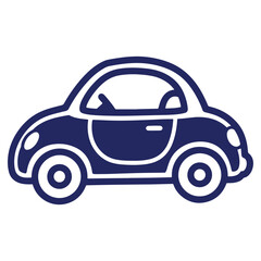 Stylized blue car icon illustration on white background perfect for transportation and travel websites or application design assets
