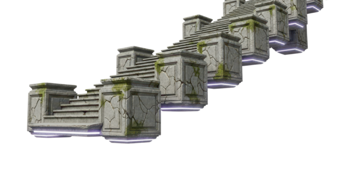 Ancient Fantasy Stone Steps Staircase 3D Render Isolated on White Background