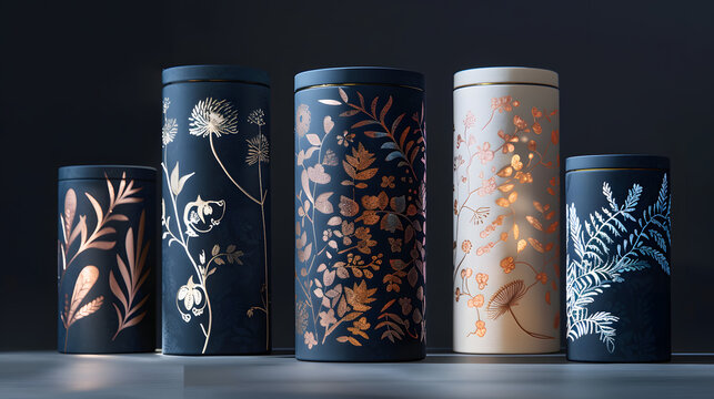 Elegant decorative canisters with floral designs for sophisticated kitchen or home storage, bringing a touch of luxury and artistry to everyday items