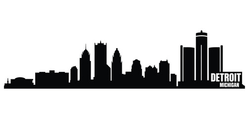 Fototapeta premium Detroit skyline silhouette with city name