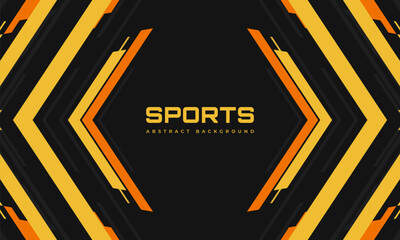 Yellow and orange arrows and angles on abstract modern futuristic sports background. Tech vector illustration