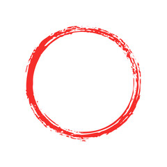 Hand Drawn Grunge Red Circle Isolated Graphic Element