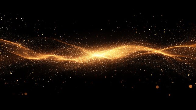 The background of a sparkling golden galaxy against a black sky, symbolising the mystery and splendour of space, will be a striking backdrop for presentations on science or science fiction events.