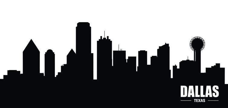 Dallas texas skyline silhouette at night