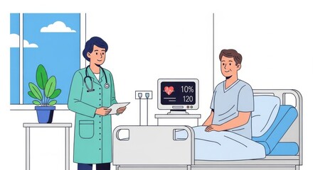 Medical Nurse Consulting Hospital Patient in Modern Healthcare Setting