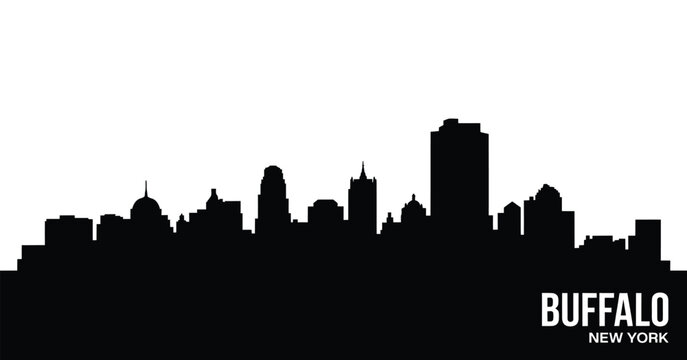 Buffalo new york cityscape silhouette against white background