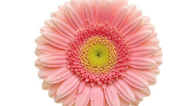 Closeup of a pink gerbera daisy isolated on white background