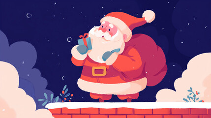 Charming Santa Claus illustration featuring warm colors, friendly expression, and festive winter accessories. Ideal for Christmas campaigns, digital cards, and seasonal marketing visuals