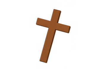 Wood christian cross symbol representing religion, faith, and spirituality on a transparent background