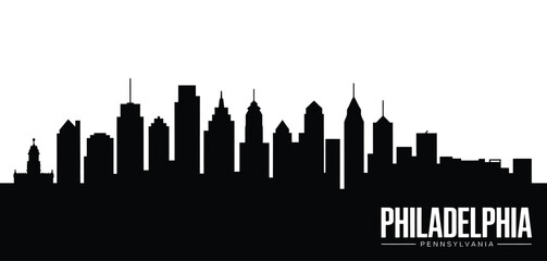 Black silhouette of the philadelphia skyline with city name © AFAZ