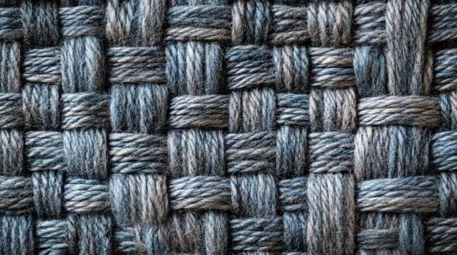 The texture of interwoven grey and brown threads creates a handmade feel, ideal for an atmospheric backdrop in interior design or textile collections.