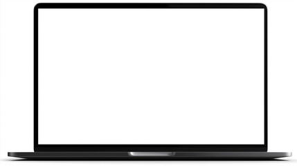 Minimalistic laptop with a blank white screen, perfect for mockups, web design, presentations and digital content creation. Clean background and modern style ideal for commercial use