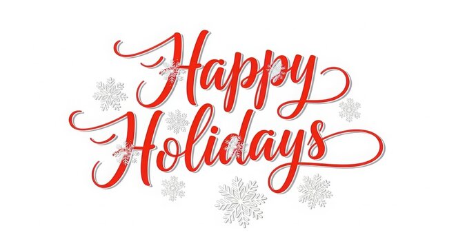 Festive happy holidays greeting card isolated on white background