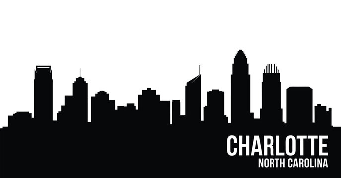 Charlotte north carolina skyline silhouette black and white