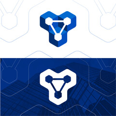 Modern Geometric Triangle-Tech Logo Icon in Blue