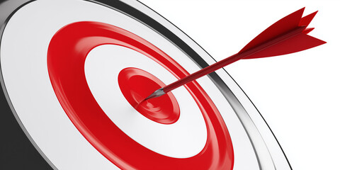 Imagem conceitual de flecha atingindo o centro do alvo, simbolizando foco, objetivo alcançado, precisão, estratégia e sucesso profissional.