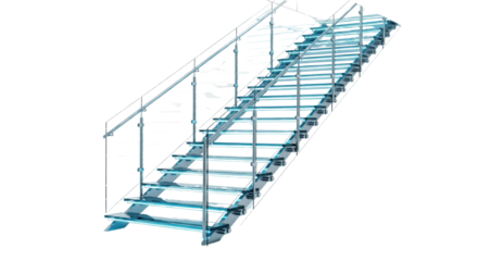 Illustration of a long stair with railings isolated PNG with Transparent Background