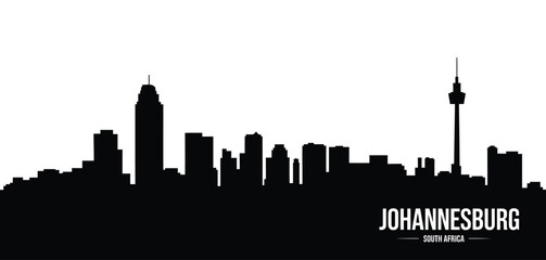 Naklejka premium Johannesburg city skyline silhouette against a white background