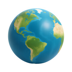 Illustration of earth globe showing continents and oceans isolated on transparent background