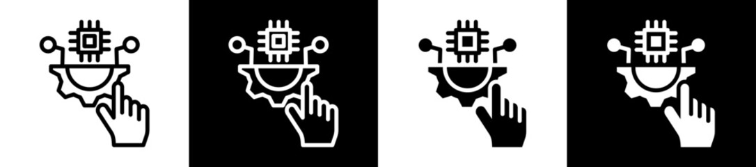 Digital Transformation Icon Set In Black And White Filled Style Collection