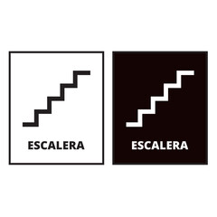 Two white and black escalera sign on a white background (trad. stairway)