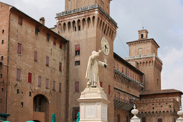 Statue of Girolamo Savonarola in Ferrara in Emilia-Romagna. Italy