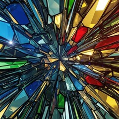 Abstract burst of colorful crystalline forms with a dark, dynamic background.