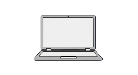 Simple laptop computer design for technology and communication isolated PNG with Transparent Background
