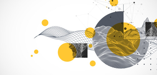 Modern science and technology background. Abstract wireframe art. Vector.