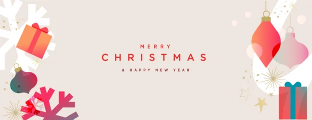 Fototapeten Pony Merry Christmas and Happy New Year. Vector illustration for website banner, social media banner, greeting card, posters, covers, business and marketing material.  © PureSolution