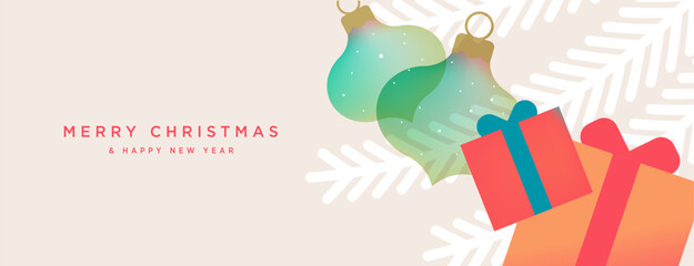 Obraz premium Merry Christmas and Happy New Year. Vector illustration for website banner, social media banner, greeting card, posters, covers, business and marketing material.