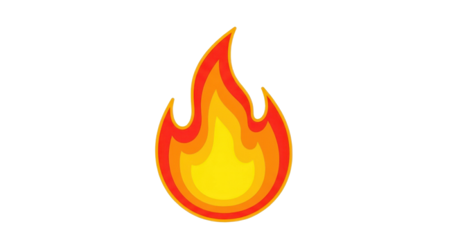 Illustration of a bright orange fire flame isolated PNG with Transparent Background